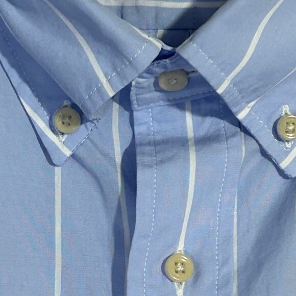 Ayr Men's the everyday classic blue and white strip cotton button down size L - Picture 2 of 9